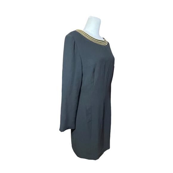 Bloomingdales Womens Long Sleeve Scoop Neck Dress Black Gold 8P Nautical Vintage - Picture 8 of 12